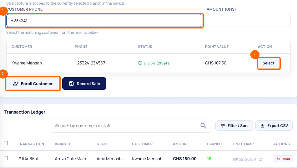 Customer Lookup Page