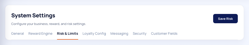 Risk and Limits Settings