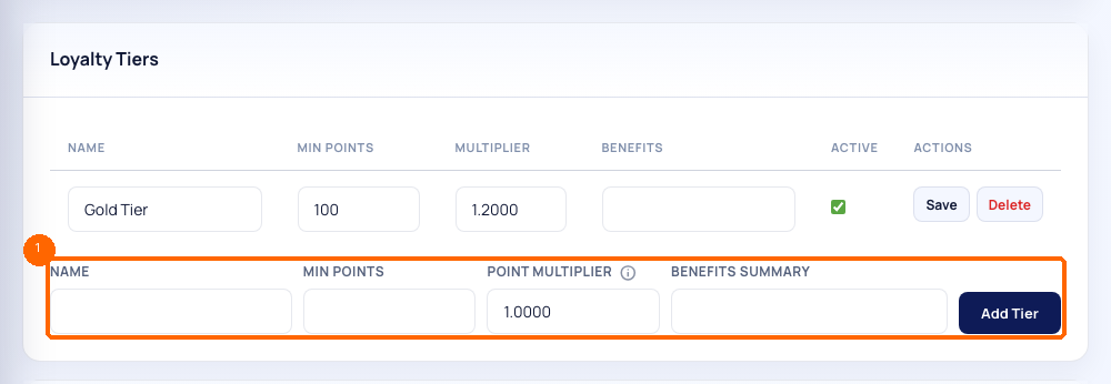 Loyalty Tiers Settings
